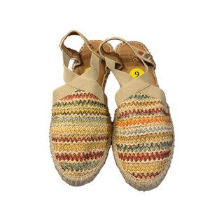 PICON Colorful Woven Espadrille Raffia Shoes Size 9